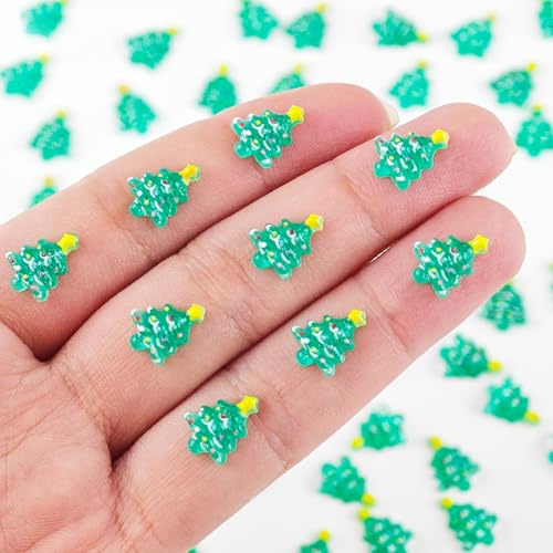 200 Pieces Tiny Christmas Tree Decor for Dollhouse Mini Resin Decor for Crafts Tiny Things for Fairy Garden Micro Landscaping Decoration - style: Christmas Tree