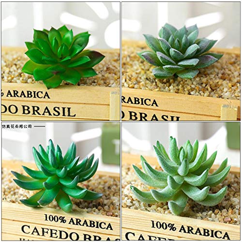 Woohome 24 PCS Artificial Moss Rocks Decorative and Artificial Succulent Plants Set, 20 PCS Fake Moss Decor and 4 PCS Green Fake Succulent for Floral Arrangements, Fairy Gardens and Crafting