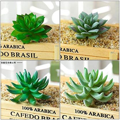Woohome 24 PCS Artificial Moss Rocks Decorative and Artificial Succulent Plants Set, 20 PCS Fake Moss Decor and 4 PCS Green Fake Succulent for Floral Arrangements, Fairy Gardens and Crafting