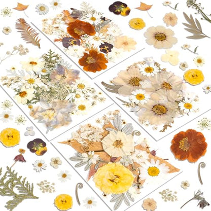 Dried Flowers, Resiners 100Pcs Pressed Flowers for Craft Real Natural Dried Flowers Dry Leaves Kit for DIY Making Crafts Resin Soap Candle Scrapbook Supplies Jewelry Making - color: Warm Color 100pcs