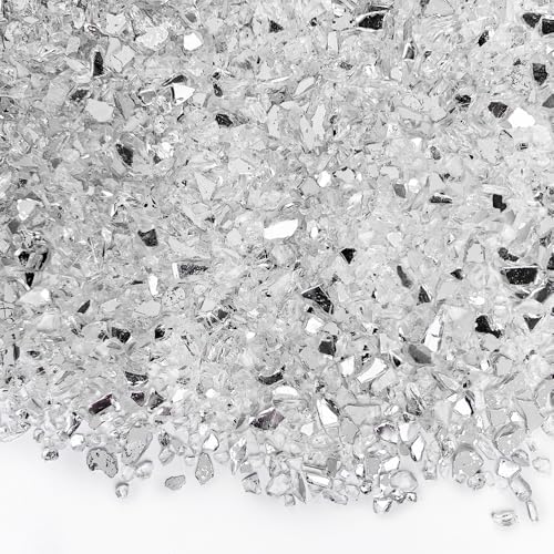 1.3 LB Crushed Glass Broken Mirror Glass Pieces Crush Stones for DIY Crafts | Resin Arts,Vase Fillers,Candle Holder Decor,Fairy Garden Terrarium Mini Rock Decoration - color: Mirror
