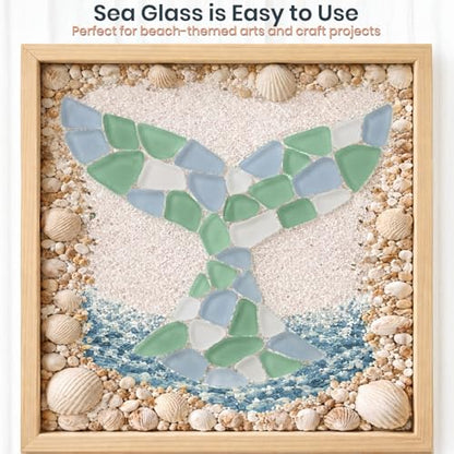 Sea Glass for Crafts – 11oz Light Blue, Olive & White Sea Glass Decor, Tumbled Seaglass, Seaglass for Crafts, Beachglass Decor, Nautical Vase Fillers, Coastal Art Supplies - size: 11 Ounces