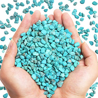 QICQDRAM Polished Gem Stones Rocks Howlite Turquoise Crystals Natural 1LB | Small Tumbled Stones Crystal Chips Bulk for Healing Crystals Fish Tank Gravel Vase Filler (405g/14.28oz) - color: Turquoise, size: 1LB