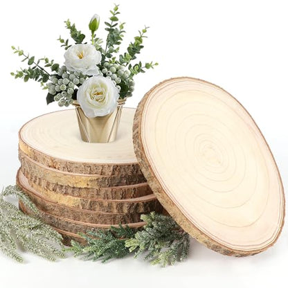 Adrattnay 8pcs Wood Slices for Centerpieces 12-13Inches | Round Paulownia Wood Circles for Table Decor, Rustic Wedding, Baby Shower, Party, Home Decoration and DIY Crafts