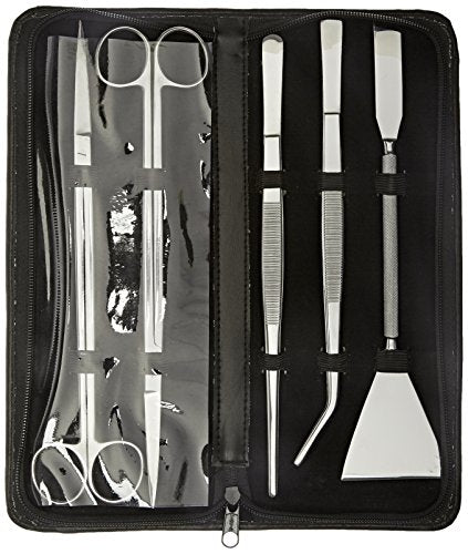 TAMSCO Aquarium Set of 5 Pieces Stainless Steel 10-Inch for Extra Long Reach Stainless Steel Satin Finish Zipper Case Good for Salt Water