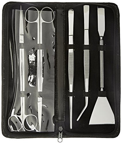 TAMSCO Aquarium Set of 5 Pieces Stainless Steel 10-Inch for Extra Long Reach Stainless Steel Satin Finish Zipper Case Good for Salt Water