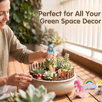 Miniature Fairy Garden Accessories: 28 Pcs Resin Tiny Figurines | Mini Animals & Toadstool - for Terrarium Diorama Decor Succulent Plant Pot Outdoor - SceneIdeal for DIY Enthusiasts
