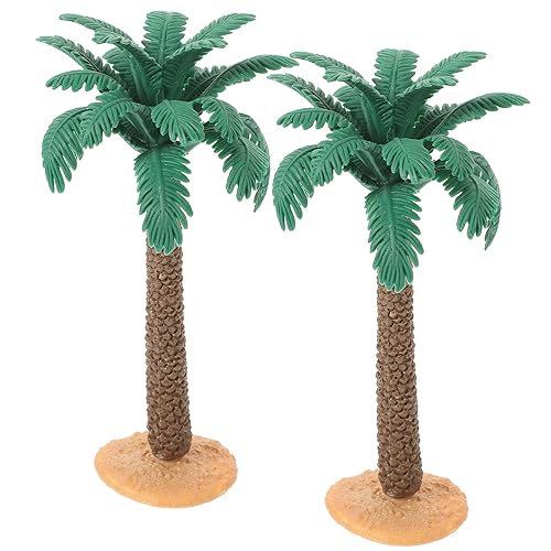 HOMSFOU Mini Palm Trees Model 2 pcs Artificial Palm Tree Ornaments for Micro Landscape Tabletop DIY Decor Garden Decoration Photography Prop 5.90 X 3.34 X 3.34 in