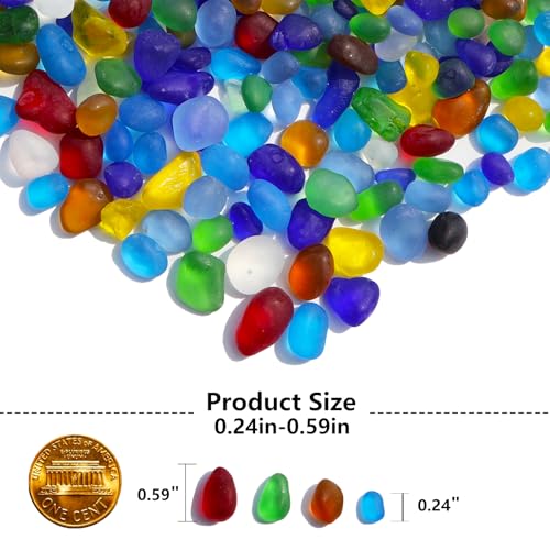 QYGL Sea Glass Stones - 0.9LB Colorful Frosted Glass Pebbles Gemstones - color: Colorful