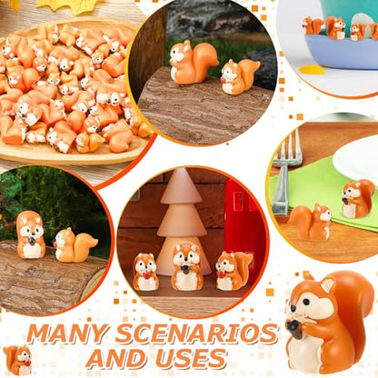 50 Pcs Mini Resin Squirrel Tiny Squirrel Mini Animal Figurines