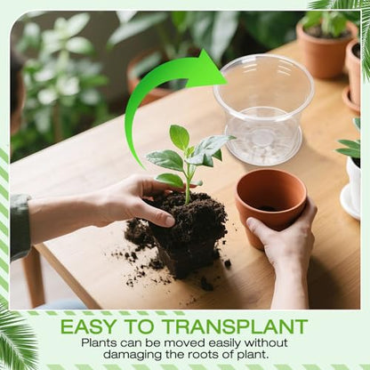 5 Inch Clear Nursery Pots with Drainage Trays, 15 Pack Plastic Pots for Plants, Clear Pot for Seed Starting, Transplanting, Succulents, and Indoor Gardening (5 inch) - size: 5 inch