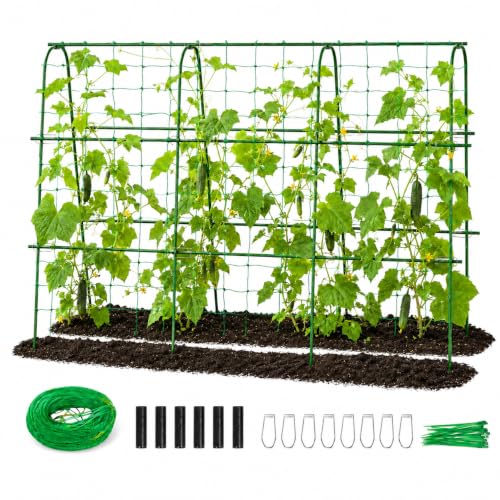 FOLLOOK Cucumber Trellis for Raised Garden Bed,63x48inch, Green