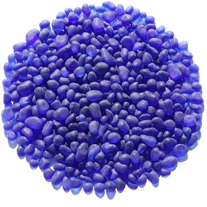 QYGL Sea Glass Stones - 0.55LB Cobalt Blue Frosted Glass Pebbles Gemstones - color: Cobalt Blue