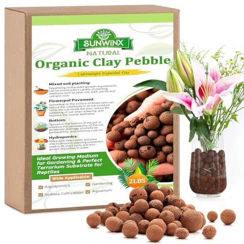 2LB Organic Leca Clay Pebbles for Plants, 4-16mm Natural Leca Balls - size: 2LB
