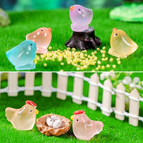 ACEBON 102PCS Glow in the Dark Mini Animal Figurines, 46 Styles Cute Resin Animals for Fairy Garden, Terrarium, Aquarium, Decor & DIY Miniature Landscapes