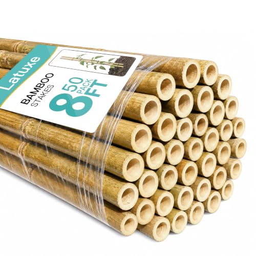 50pcs Bamboo Stakes 8FT, Garden Stakes 94inch Specifically Designed for Climbing Plants, Ideal for Tomatoes, Beans, Cucumbers, Peppers, Vines, and More Plant Growth - size: 8FT, 50pcs