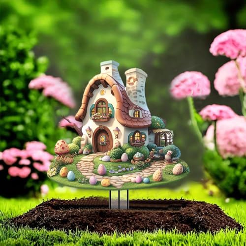 House Garden Stakes Decor Yard Acrylic - 2D Spring Garden Acrylic Sign Decoration, Yard Art, Gift for Nature Lovers, for Indoor & Outdoor Flower Pots, Yard, Mini Gardens & Lawn (5.9”x5.9”) Y24
