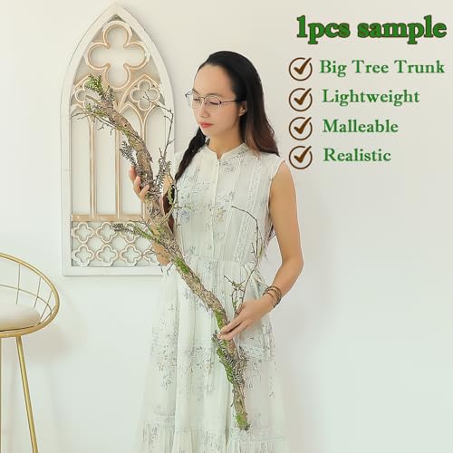 2Pcs 39" Bendable Faux Wood Branches Moss Tree Trunk Wall Decor