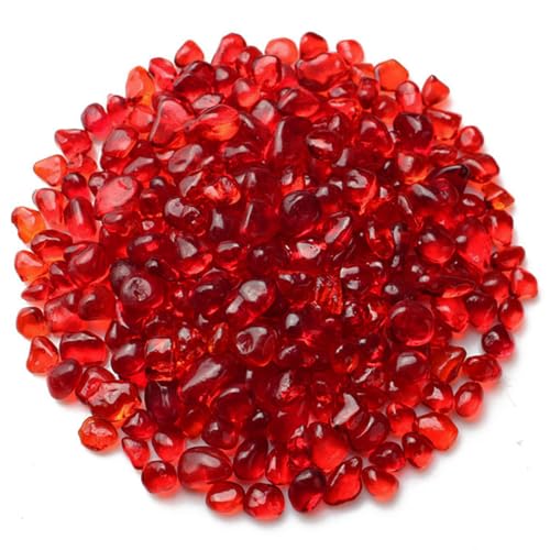 WAYBER 1 Pound Tumbled Sea Glass Pebbles Decorative Glass Stones, Red | Vivid Long-Lasting Hues, Lustrous Polished Finish, Non-Toxic Material, Ideal for DIY Crafts & Home Decorations - color: Red