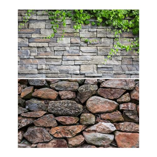 2 Packs Rock Wall Aquarium Background Stone Brick Wall Green Climbing Plants Reptile Tank Background Natural Rocky Fish Tank Backgrounds Rocky Walls Pattern Reptile Enclosure Backgrounds 36x18in - color: Brown_Grey, size: 36(W)x18(H)in