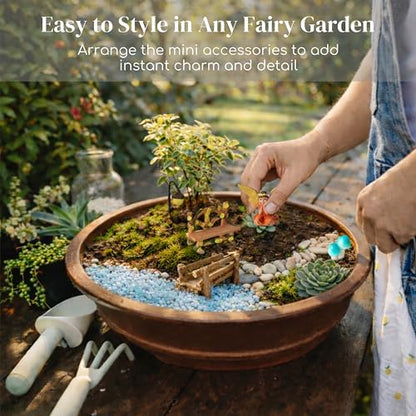 Fairy Garden Accessories Set, 10-Piece Hand-Painted Resin Figurines for Indoor/Outdoor Fairy Gardens, Plant Pots & Terrariums, Add-On Decor for Existing Fairy House Scenes, Gift-Ready Packaging