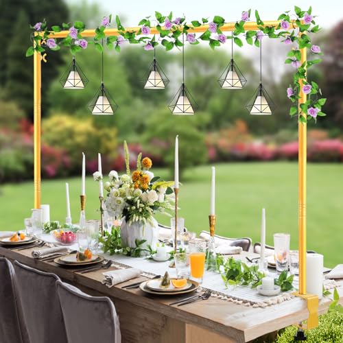 WellSign Over The Table Rod Stand with Clamps, Metal Table Arch Hanging - color: Gold