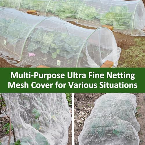 Ultra Fine Garden Netting, 4x25Ft Mesh Plant Netting Pest Barrier for Garden Protection Row Cover Raised Bed Screen Mesh Greenhouse Mosquito Net, Protecting Tree Plants Vegetable Flowers Fruits - color: White 4x25ft