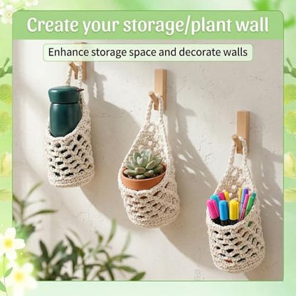 6 Pack Macrame Plant Hangers, Small Hanging Planters for up to 5 Inch Pot - color: Beige