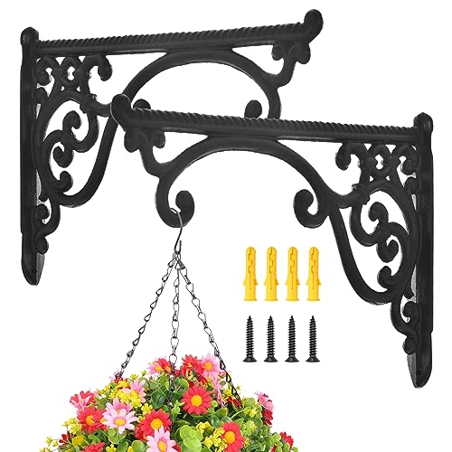 Heavy Duty Metal Plant Hanger Wall Mounted - 2 Pack Rustproof Plant Hooks for Hanging Plants, Flower Pots, Bird Feeders, Lanterns, Wind Chimes, Indoor Outdoor Decorative Plant Bracket