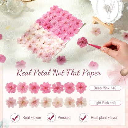 96 Pcs Pressed Edible Flowers, Pink, Flower Style | Natural Dried Flowers for Cake Topper Cupcake, Cocktails Garnish, Resin Jewelry DIY, Soap, Candle Making Art Crafts - color: Pink, style: Flower Style