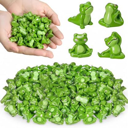 Outus 60pcs Mini Resin Frog Yoga Figurines Zen Meditating Tiny Frog Statue | Miniatures Meditating Green Frog Decor, Small Yoga Figurine Bulk, Fairy Garden Accessories, Spa Home Tabletop Decor