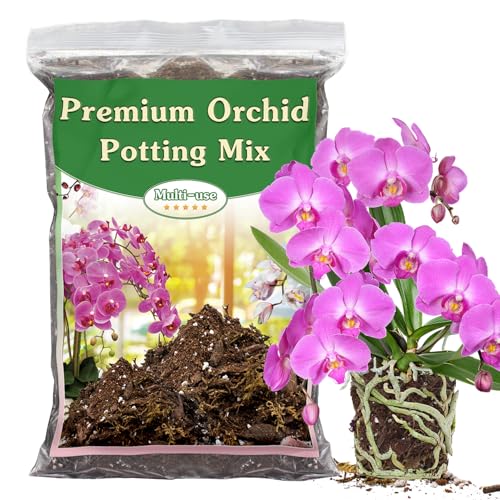 Orchid Potting Mix, 2 Quart Premium Orchid Bark Mix for Orchid Repotting | Orchid Soil Blended With Dried Forest Moss, Perlite Stone, Coco Peat and Pine Bark，Well-draining Orchid Bark Potting Mix - size: 2 QT