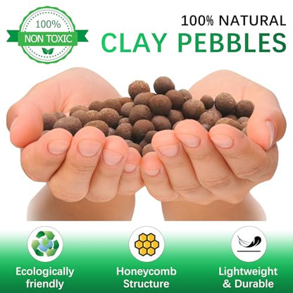3LB Leca Explanded Clay Pebbles, 14-16mm Lightweight Expanded Clay Aggregate for Hydroponic Growing, Premium Grow Media for Orchids, Aquaponics Plants and Horticultural Drainage, Natural