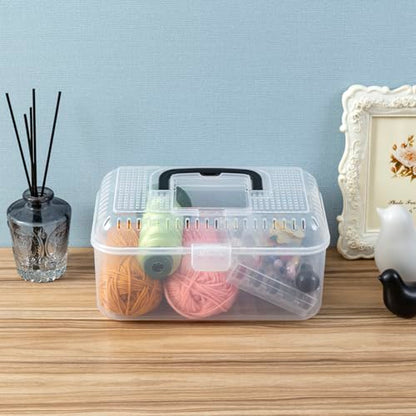 MyGift Reptile Carrier Critter Keeper Terrarium 9.5 x 6 Inch Clear Portable Tank with Black Carrying Handle, Transparent Travel Case for Insects Arachnids Amphibians