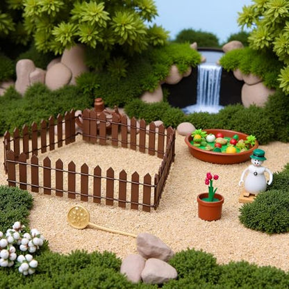 1Pc 35 Inches Brown Mini Fairy Garden Fence, Micro Landscape Miniature Ornaments for Dollhouse, Crafts, Diorama Project, Plant Pot DIY
