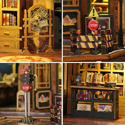 DIY Book Nook Kit - DIY Miniature Dolls House Kit with Furniture and LED Light, 3D Puzzle Wooden Art Bookends, Model Kits for Adults to Build (Twilight Bookstore) - style: Twilight Bookstore