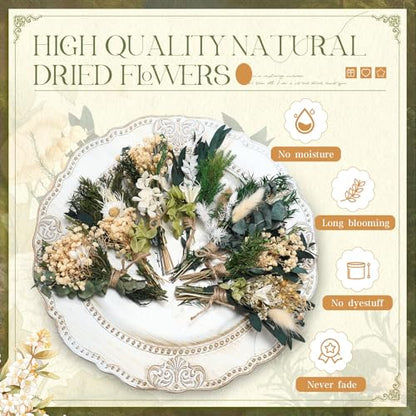 Layhit 24 Pcs Mini Dried Flower Bouquets Boho for Vase, Greenery - style: Greenery