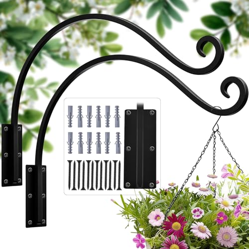 Heavy Duty 22 Inch Plant Hangers Bracket Outdoor 2 Pack Bird Feeder Hanger - size: 22in-2Pack