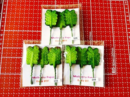 Ploen 25 pcs Green Leaves Ferns Mulberry Paper Leaves with Wire Stems Fern2 Leaf Mulberry Paper Craft Supplies Scrapbooking Embellishments for so Many Card DIY Craft Projects Leaves208