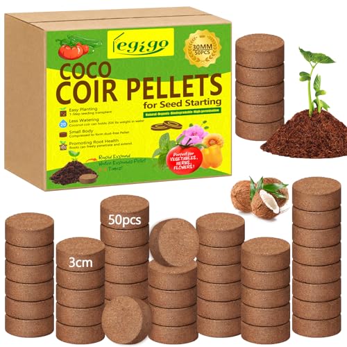 Legigo 50 Pcs 30mm Coco Coir Pellets Organic Seed Starter Soil Potting Mix - size: 30mm