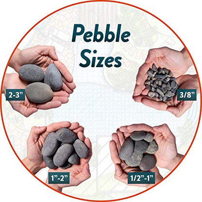 Mexican Beach Pebbles | 2000 Pounds of Smooth Unpolished Stones | Hand-Picked, Premium Pebbles for Garden and Landscape Design | Black, 2 Inch - 3 Inch - color: Black, size: 2 Inch - 3 Inch