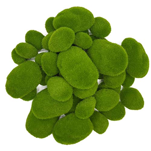 RONYOUNG 40PCS 4 Size Artificial Moss Rocks Decorative, Green Moss Balls,Moss Stones, Green Moss Covered Stones, Fake Moss Decor for Floral Arrangements, Fairy Gardens and Crafting