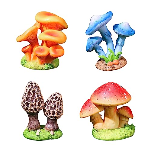 DIYOMR 2.0" Resin Mushroom Series, 4PCS Mushrooms Figurines Craft Indoor Outdoor Decor for Home DIY/Windowsill/Tabletop/Garden/Micro Landscape Decor/Bonsai Ornaments (4 Pcs - A) - color: 4pcs-a