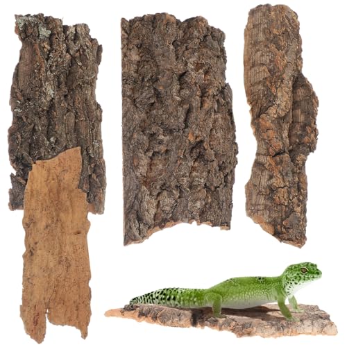 NOLITOY 4Pcs Natural Bark for Reptile Tank, 5.11 inch