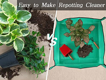 Azureblue Plant Repotting Mat for Indoor Plants Potting Soil Mix, Waterproof Plant Repotting Tray, Potting Mat Gardening Tray for Indoor Potting Succulents Cactus Orchid Pots, Garden Gift(26.8"x26.8") - size: Small 26.8 x 26.8"