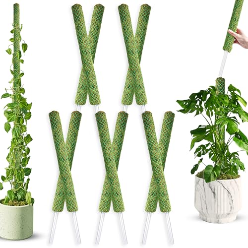 Bulk Pack 10Pcs 22'' Green Stackable Mesh Moss Pole for Plants | Extendable Plant Pole, Natural Forest Moss Pole Monstera Plant Support, Moss Stick for Climbing Plants, Indoor Plant Stakes - color: 10pcs Green