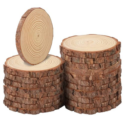 20 PCS Unfinished Wood Slices for Centerpieces, 6.3-7 Inch Natural Wood Slices with Tree Bark Pine and Wood Rounds Discs for DIY Crafts, Centerpieces, Art & Decor - size: 20 PCS 6.3-7 Inch