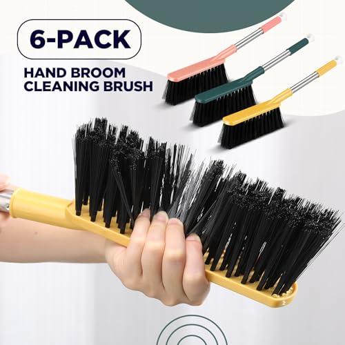 Teenyyou 6 Pcs 17'' Hand Broom Brush Dust Brushes Soft Bristle Cleaning Brushes Handheld Soft Counter Brush for Bed Car Couch Desk Sofa Furniture Clothes Small Particles Hair Debris Quilt Remover