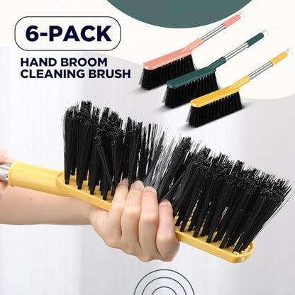 Teenyyou 6 Pcs 17'' Hand Broom Brush Dust Brushes Soft Bristle Cleaning Brushes Handheld Soft Counter Brush for Bed Car Couch Desk Sofa Furniture Clothes Small Particles Hair Debris Quilt Remover