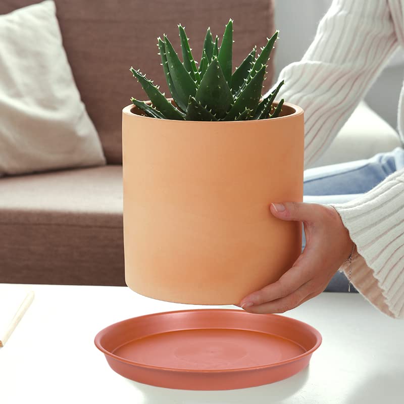 2 Pack of 8 inch Plant Saucer, Bird Bath Bowl 8 inch, Plant Dishes Saucer, Flower Plant Water Trays for Indoors, Plate for Planter 7-9" (8 inch, Terracotta) - size: 8" (2 pack)